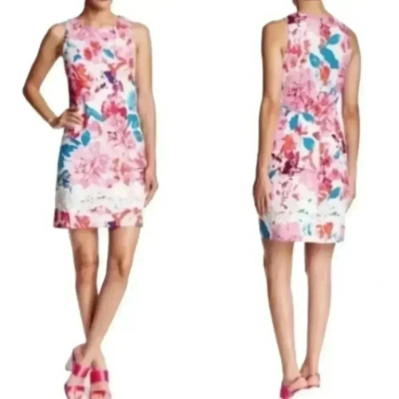 Eliza J Dresses & Skirts - Eliza J Lace Trim Floral Shift Dress Size 12